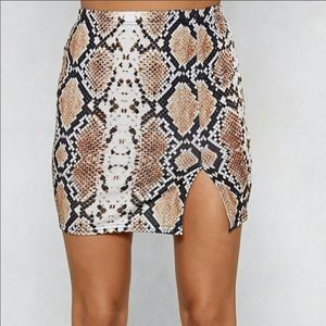 NWT Slit Snake Print Mini Skirt US Size 4 UK 8